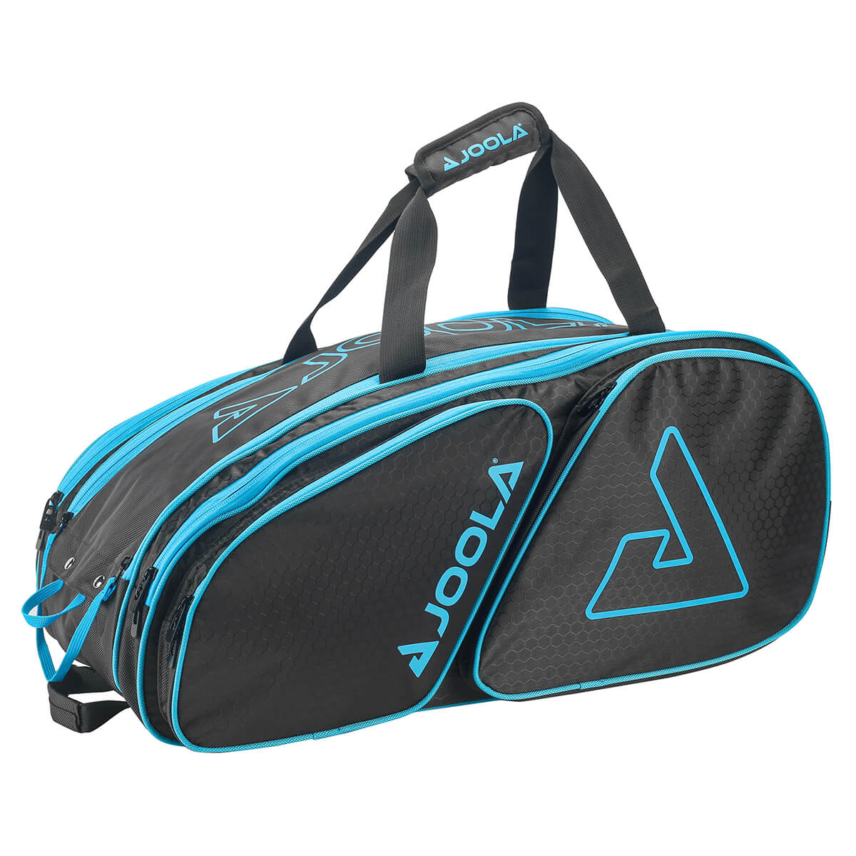 Product photo of the JOOLA Tour Elite Pickleball Duffle in Black & Light Blue Black/Light Blue