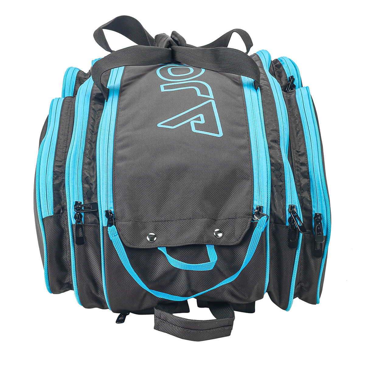 Product photo of the JOOLA Tour Elite Pickleball Duffle in Black & Light Blue Black/Light Blue