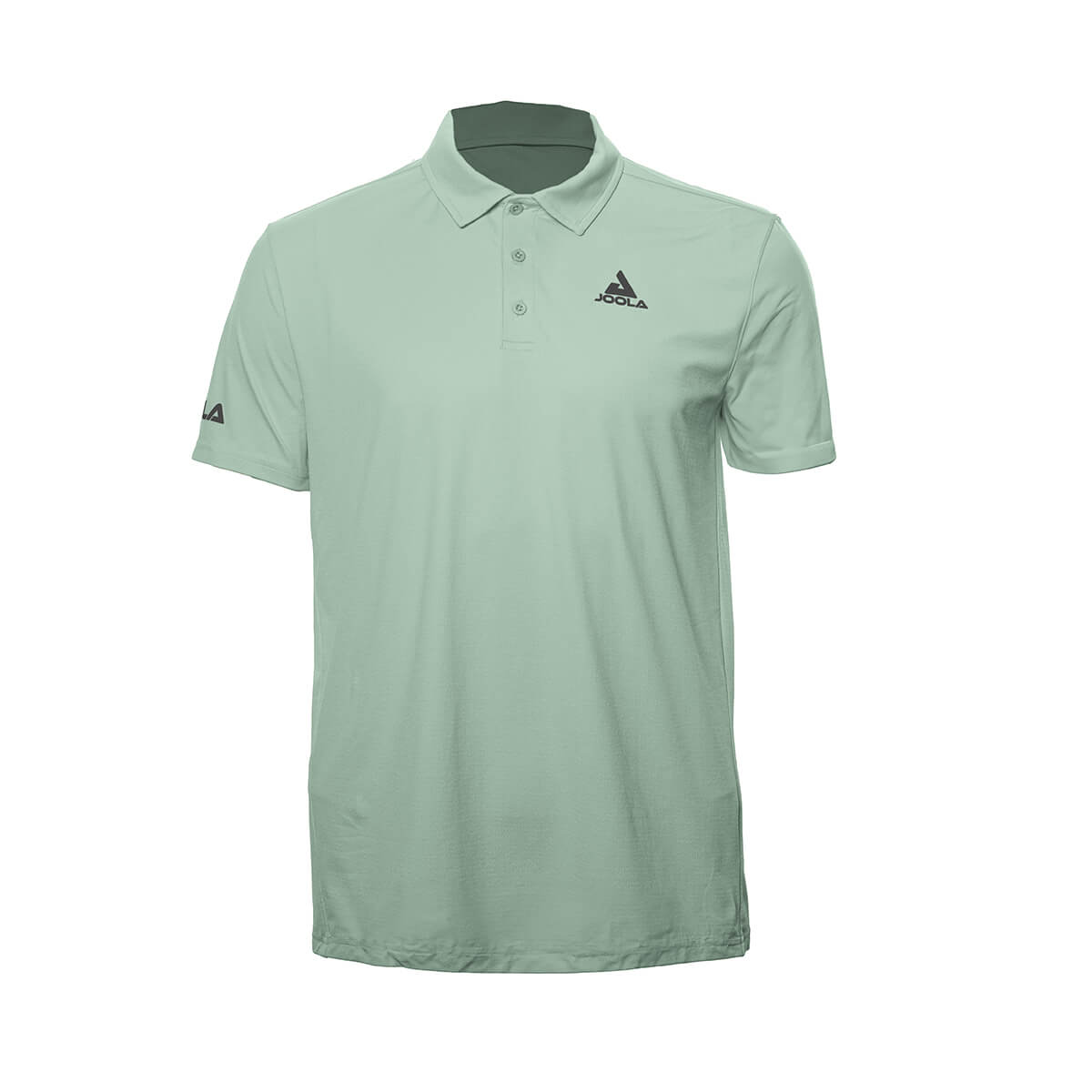 White background Image: Ben Johns React Polo in Dusty Aqua color. JOOLA logo above the left breast, JOOLA on the right sleeve.