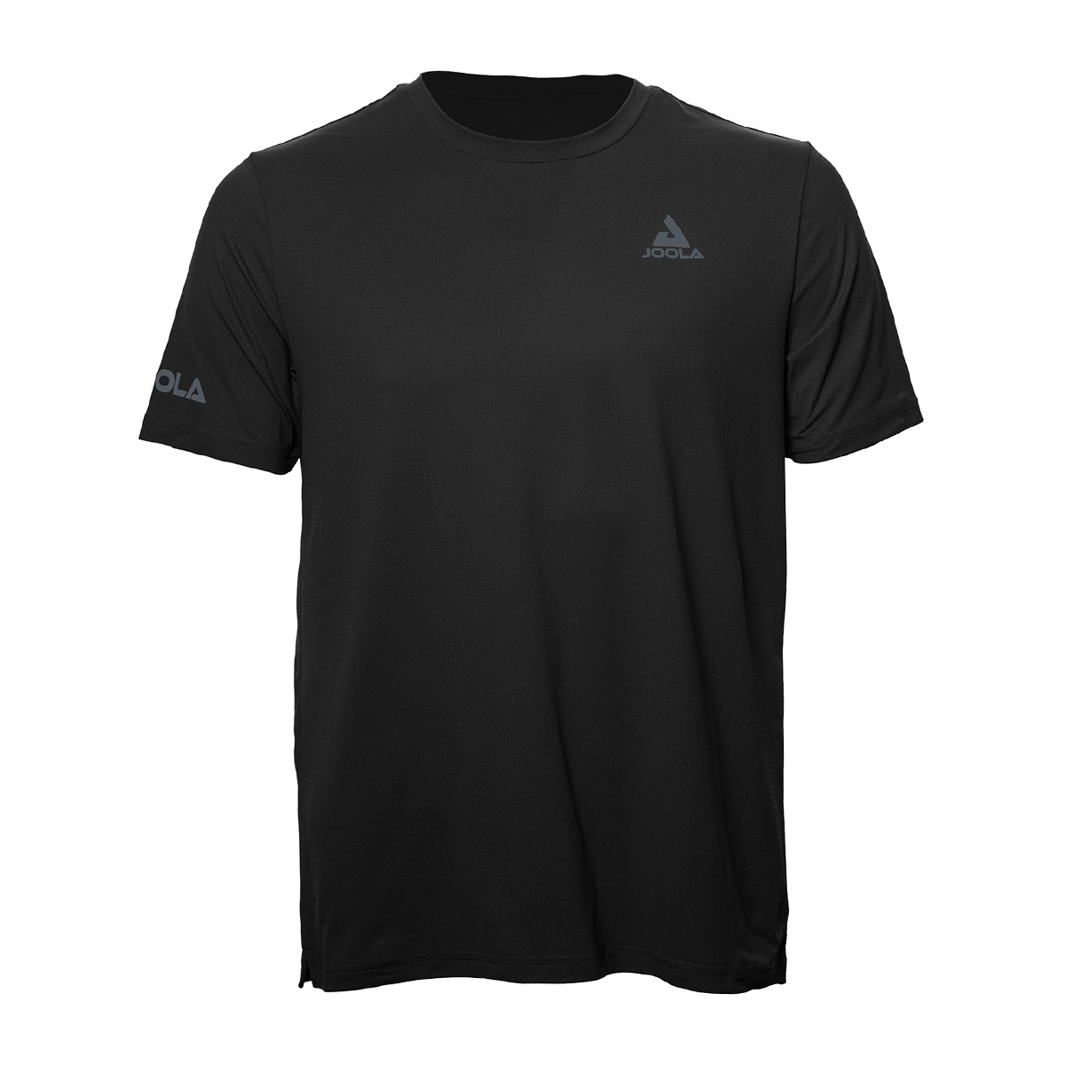 Product image showing the front of the JOOLA Ben Johns React T-shirt, in Blue Graphite with dark gray JOOLA logo on left chest Blue Graphite