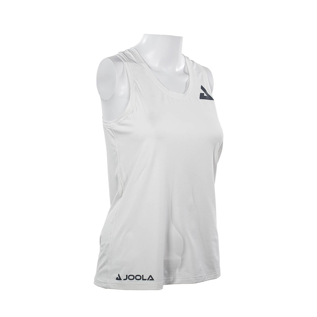 White Background Image: Angled view of the JOOLA Flow Tank Top, White color. #White